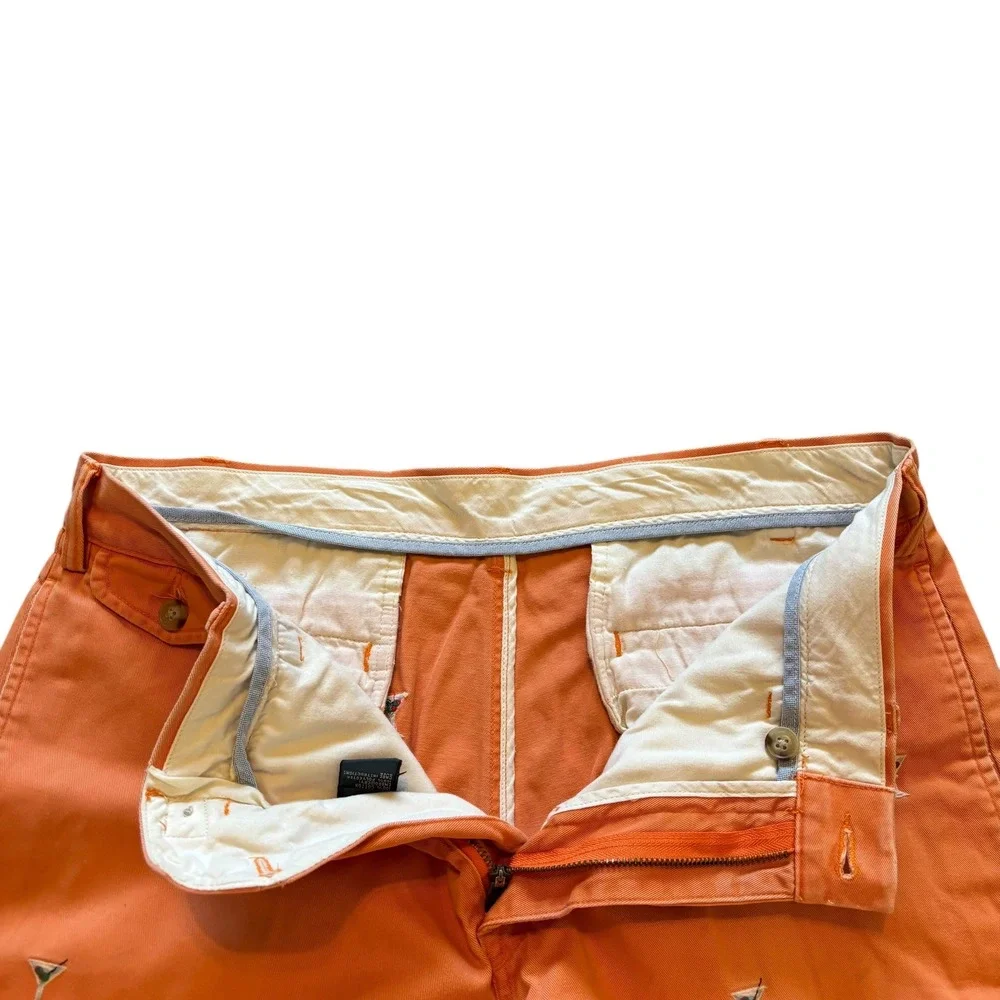 Polo Ralph Lauren Mens Orange Martini Glass Embroidered Classic Fit Shorts 34x9 - Picture 4 of 12